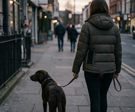 A step goal as a digital detox, walking with the phone pocketed